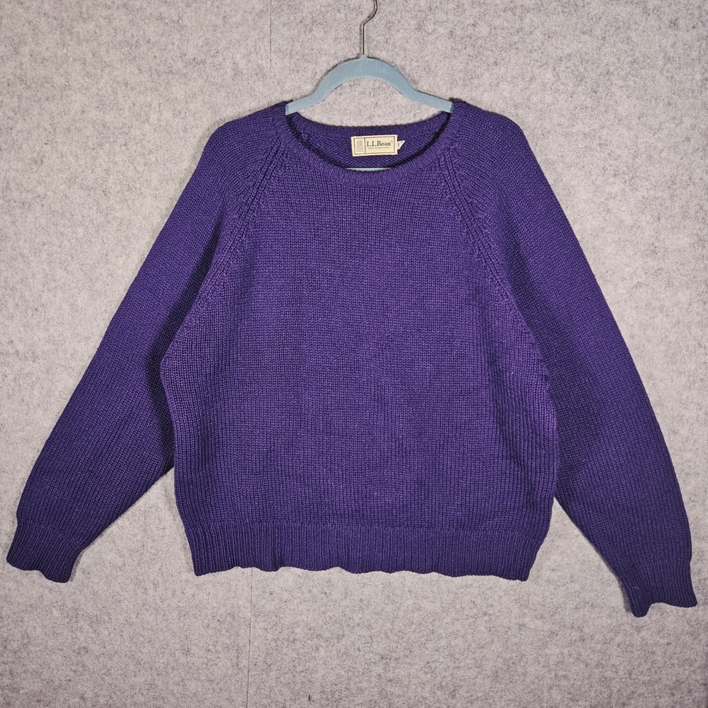 VTG LL Bean Womens Purple 100% Wool Sweater Preppy Coastal‎ Layering Size XL